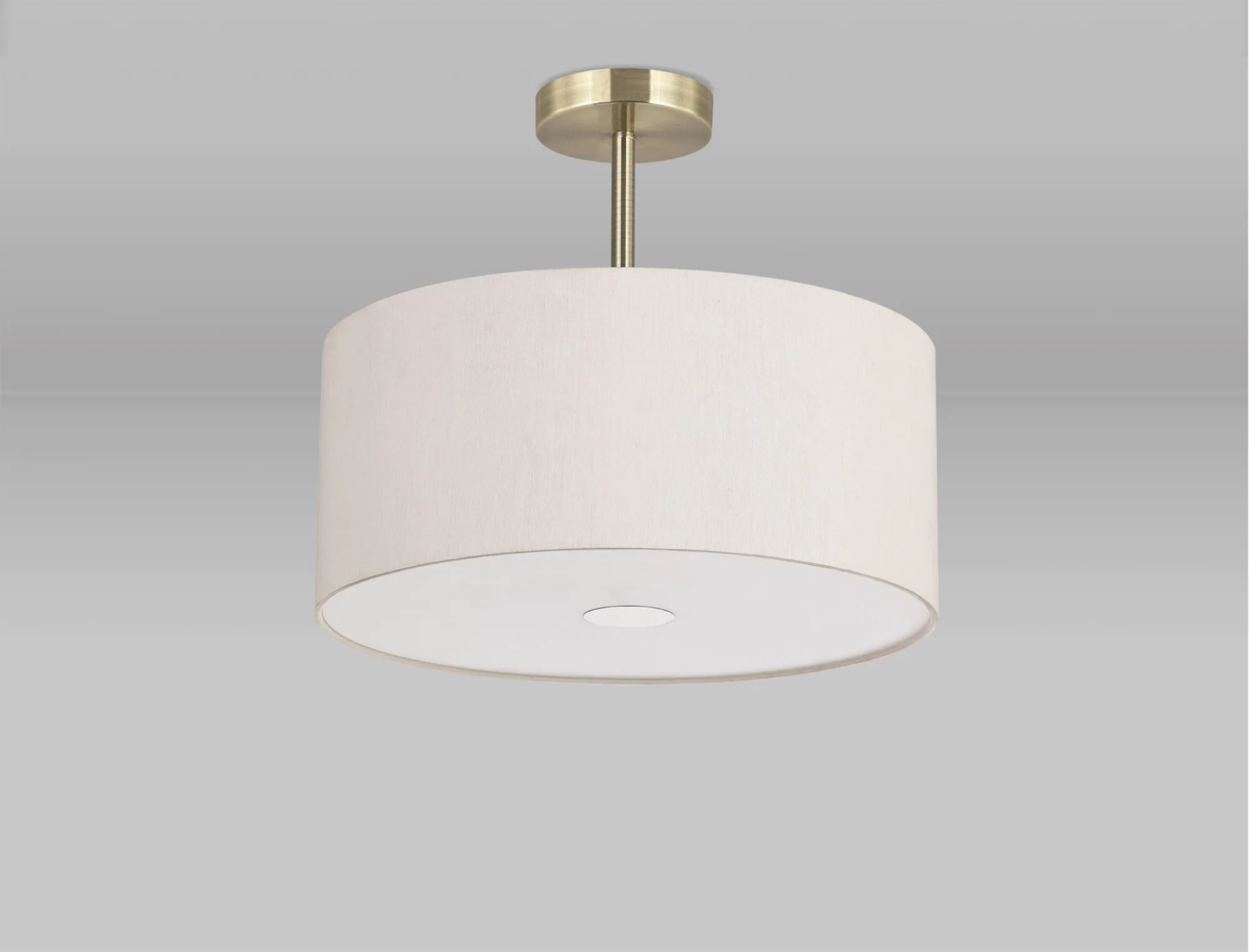 Baymont 40cm Semi Flush 3 Light Antique Brass, Nude Beige/Moonlight, Frosted Diffuser DK0368  Deco Baymont AB NU